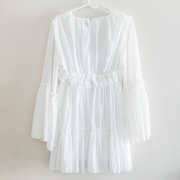 NWT Chiffon Ruffle Long Sleeve Mini Dress - Picture 4 of 4